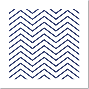 Blue Zigzag Lines Pattern Posters and Art